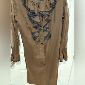 Elegant Brown Ruffle Dress
